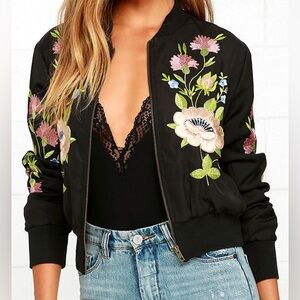Glamorous Horticulture Club Embroidered Flower Bomber Jacket